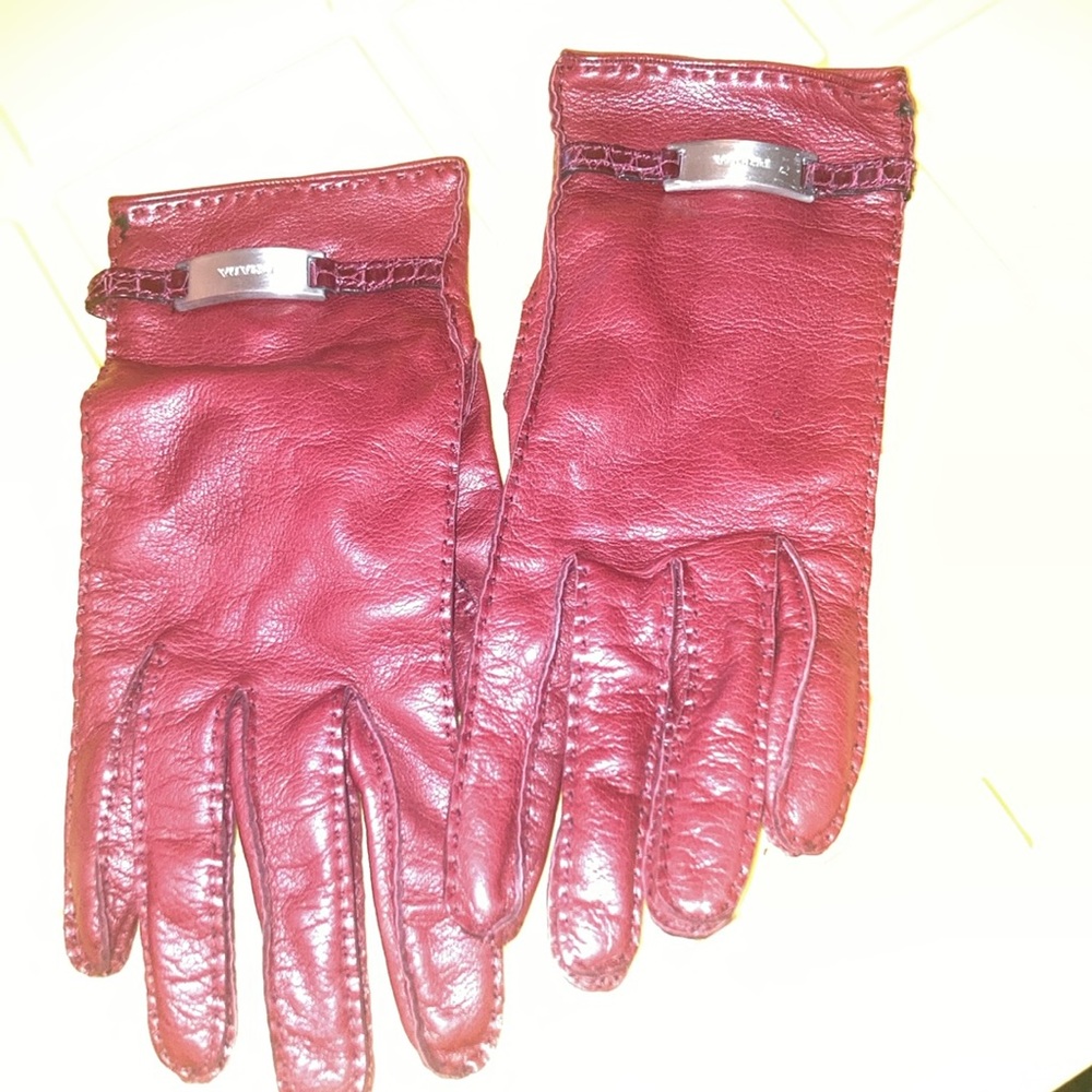 Prada vintage red leather gloves. Size small